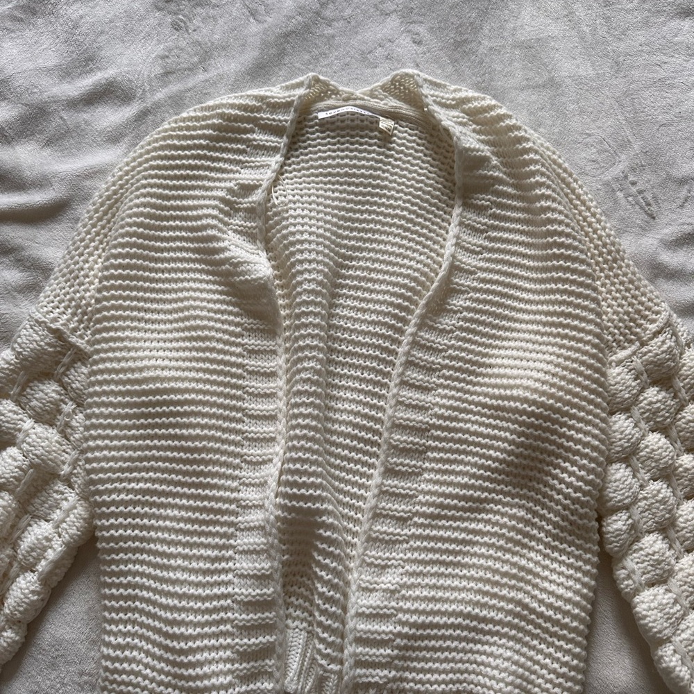 White chunky knit cardigan